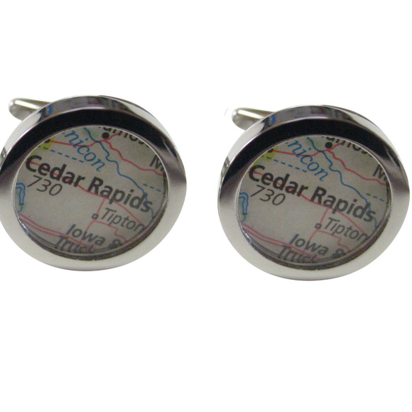 Cedar Rapids Iowa Map Cufflinks - Picture 1 of 2